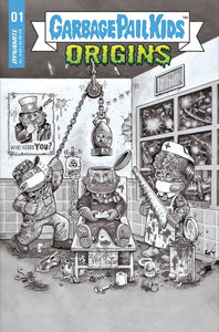 Garbage Pail Kids Origins #1 Cover F 1:10 incentive black & white Tom Bunk